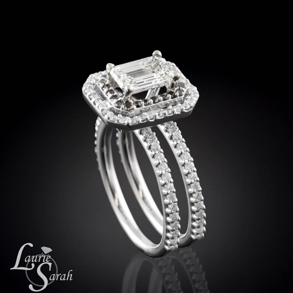 Engagement Ring Emerald Step Cut Diamond Engagement Ring with