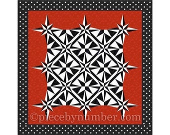 Sailor's Star Quilt pattern, paper piecing quilt pattern, mariner's compass pattern, lap throw quilt pattern, star pattern, sailboat pattern