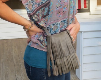 Cell Phone Leather Fringe Pouch