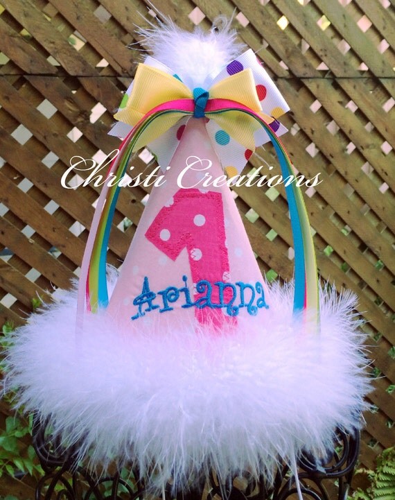 Party Hat Baby Girl Birthday Made To Match by ChristiCreations