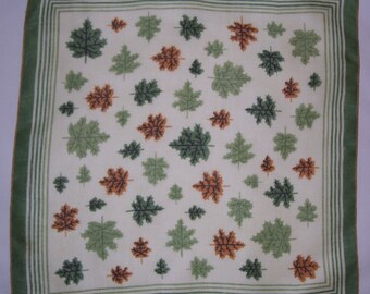 Vintage Green Hanky by Faith Austin - Hankie Handkerchief
