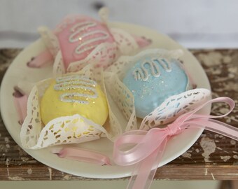 Fake cake vintage shabby roses cottage chic summer fun egg faux cookies roses pastries food prop faux cake bonbons sweet shoppe pastel