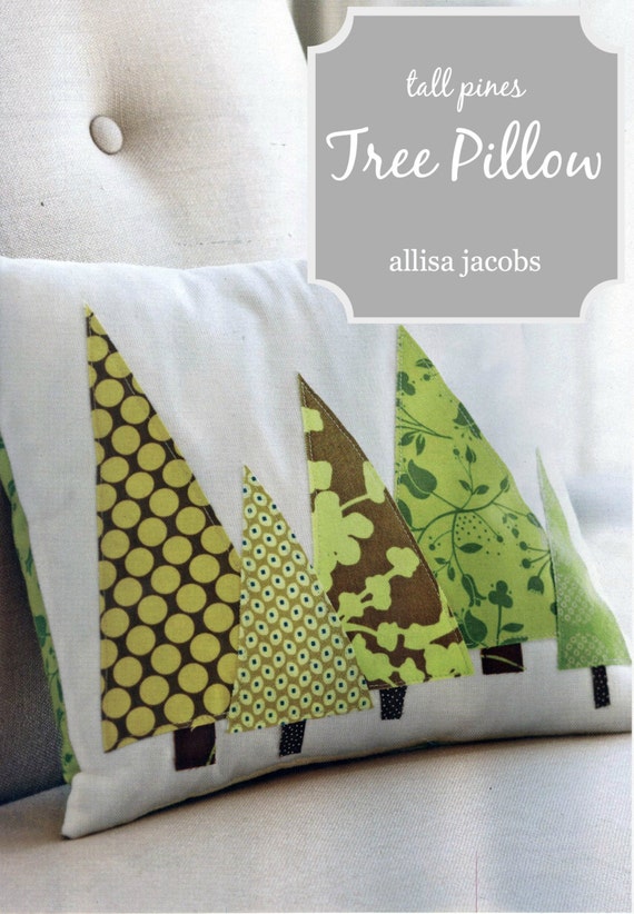 Items similar to Modern Tree PILLOW COVER - Christmas Trees in Green, Tall Pines (Featured in ...