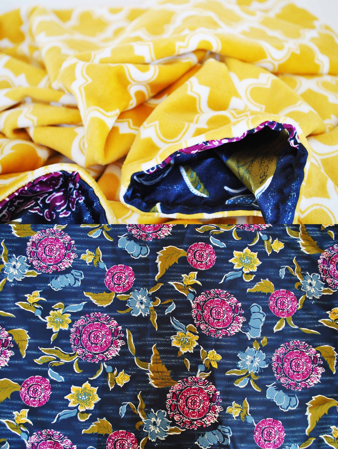 CLEARANCE SALE/ Baby blanket / Mustard Marakesh minky with