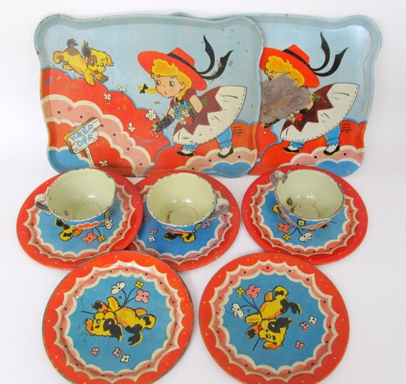 50 Off Sale Vintage Tin Toy Dishes Childrens Dishes Ohio Art