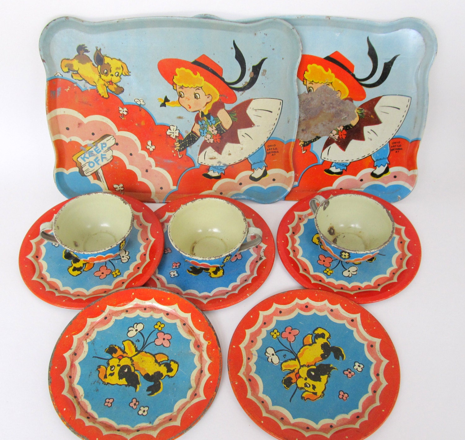 50% Off Sale Vintage Tin Toy Dishes Childrens Dishes Ohio Art