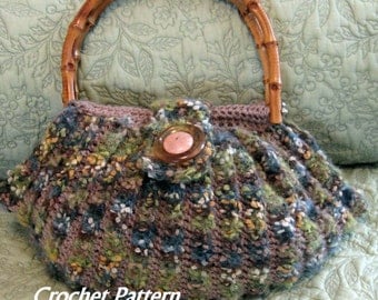 Crochet Purse Pattern Fat Bottom Bag With Tab Button Trim Easy To Make Instant Download