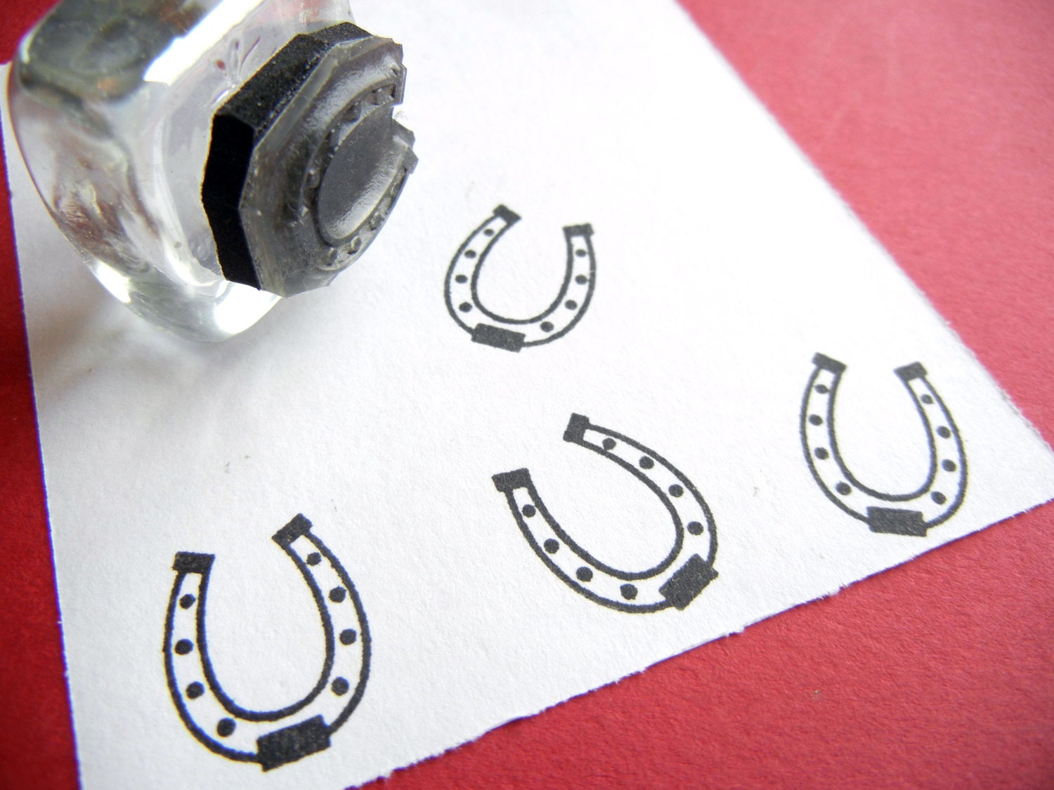 Tiny Horseshoe Rubber Stamp Handmade rubber stamp by