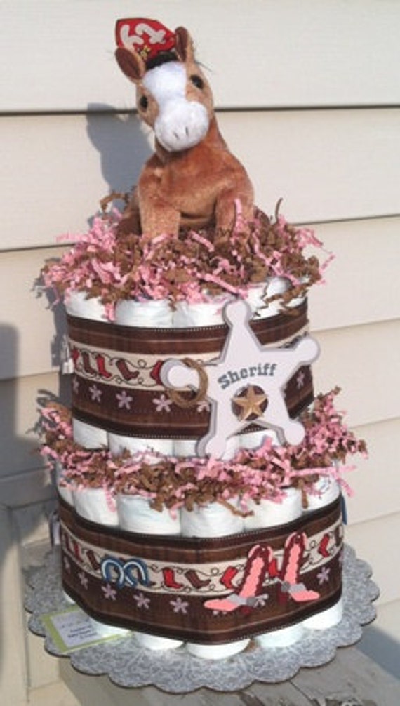 Diaper Cake for Girls COWGIRL WESTERN Diaper Cake by BabyCakesMN