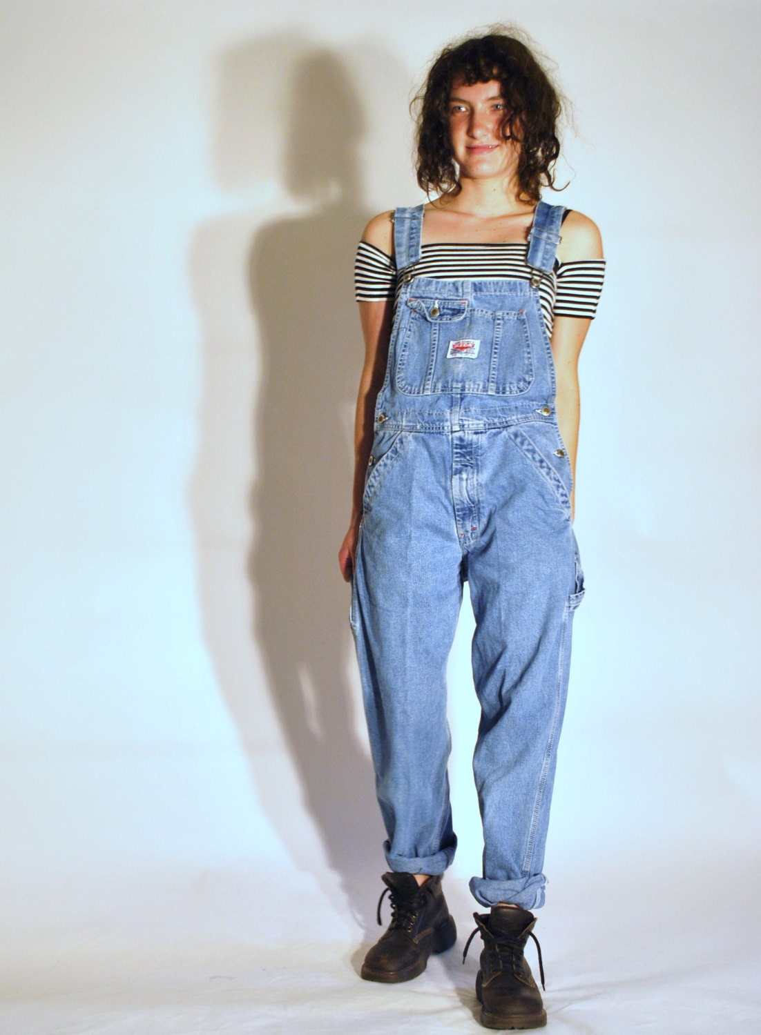 80s light wash IKEDA overalls / medium grunge dungarees