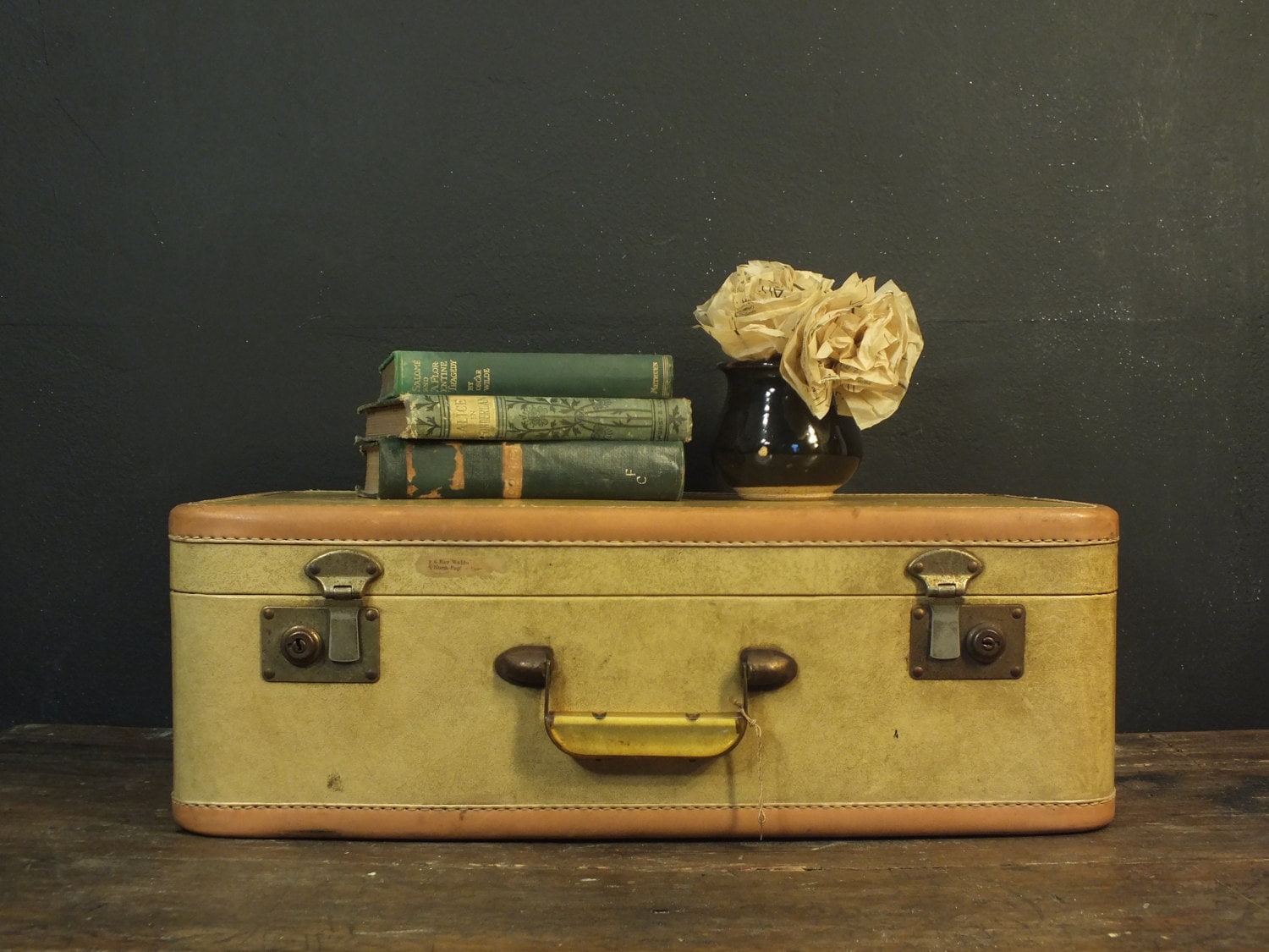 Vintage Stacking Suitcase // Lucite Handle by FoundYesterdaygoods