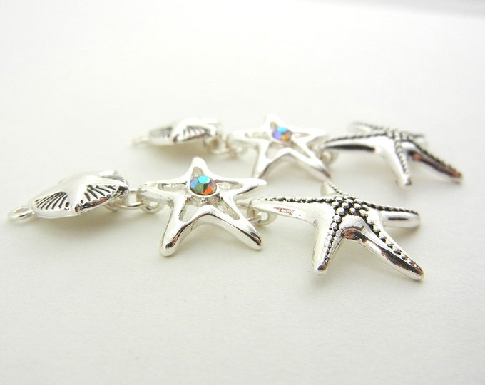 Silver-tone Starfish Drop Charms