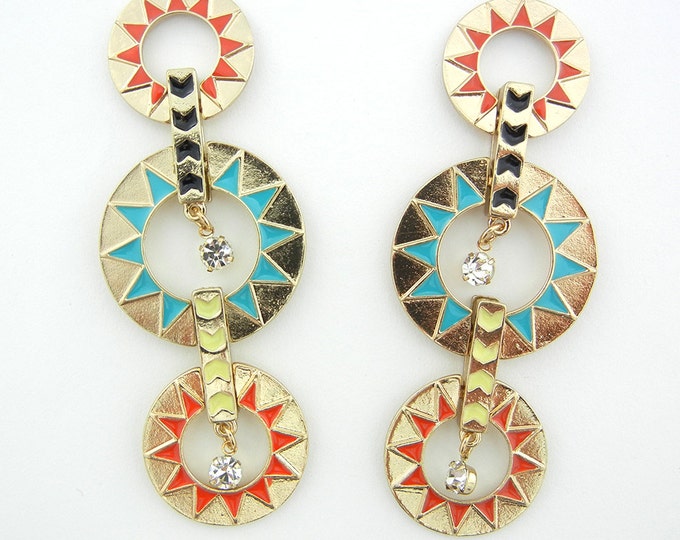 Pair of Triple Circle Southwestern Design Drop Charms