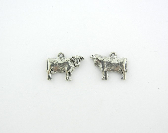 Set of 2 Pewter Cow Charms