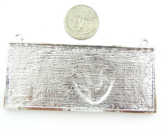 Large Double Link Silver-tone 100 Dollar Bill Pendant Rhinestone Accented