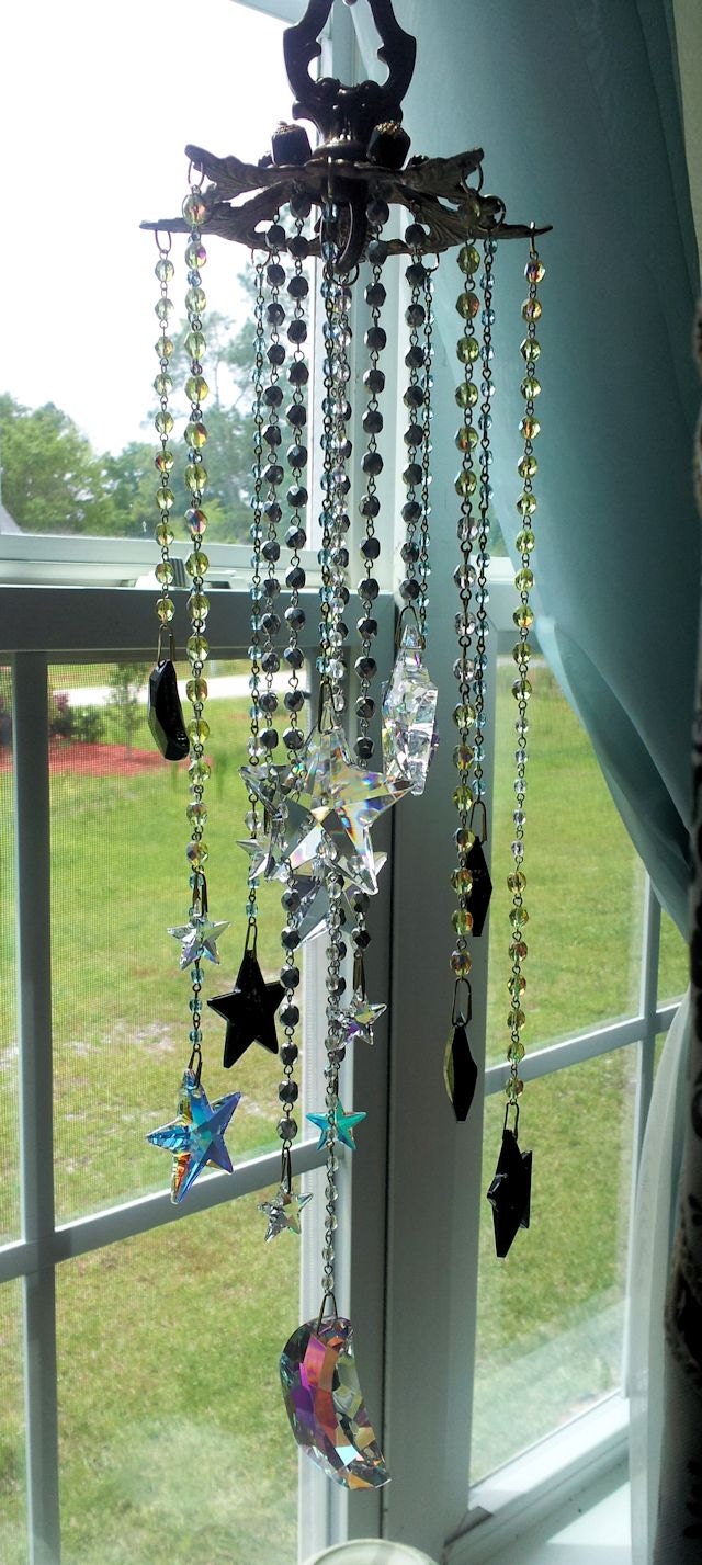 Bohemian Goth Crystal Stars and Moons Suncatcher