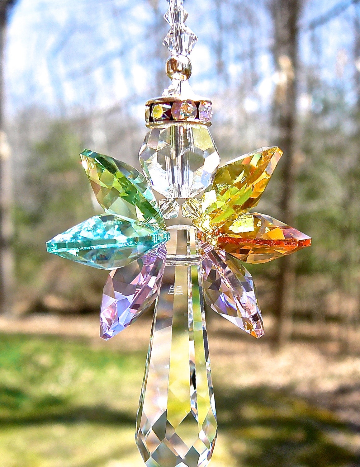 Swarovski Crystal Angel Suncatcher with Pastel Wings Crystal