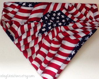 Patriotic Dog Bandana // American Flag Dog Bandana // Patriotic Dog Scarf // American Flag Dog Scarf // Red White Blue Dog Bandana