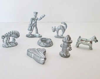 Dog Monopoly Game Pieces Pewter Tokens seven pcs Animal Pets Metal ...