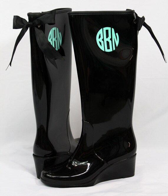 Monogrammed Rain Boots with Preppy Bows Monogrammed Boots