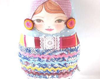 Cloth Doll, Babushka Doll, Matryoshka Doll, Russian Doll, Textile Doll, Collectable Doll, Nesting Doll