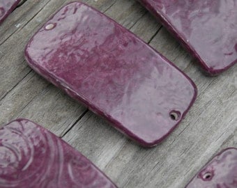 Large Blueberry Pottery Cuff Bead