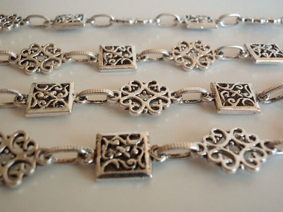 3 Ft. Beautiful Handmade Antique Silver Chain with Filigree