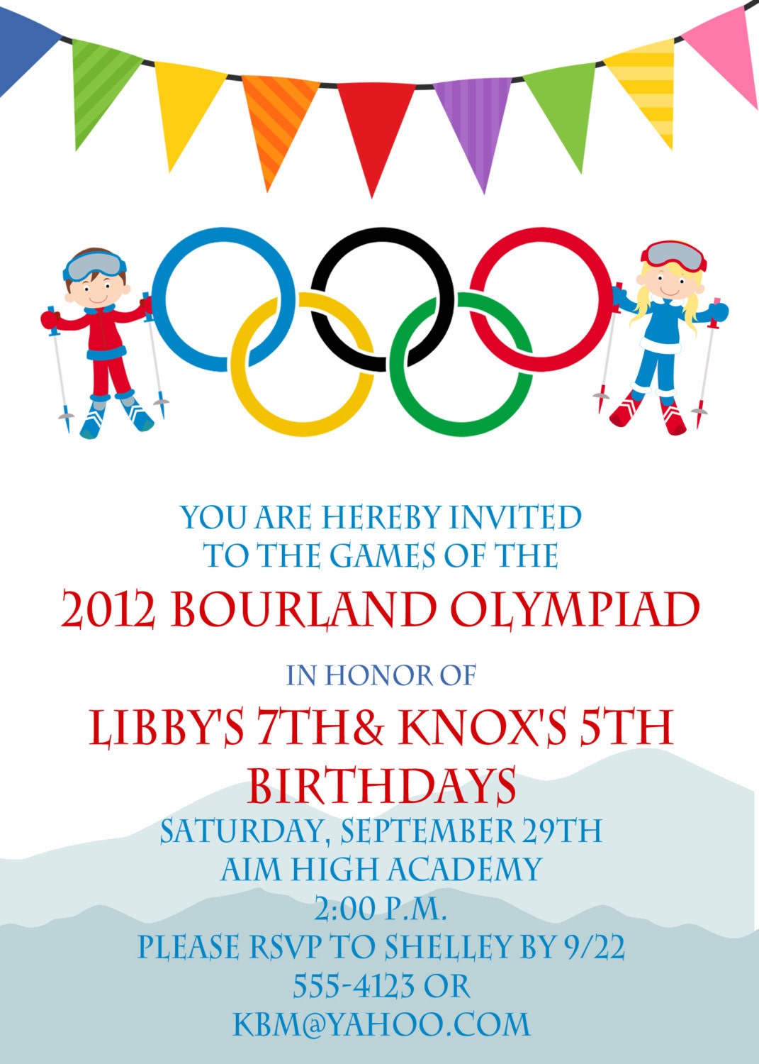 Olympic Party invitation Winter Olympics Birthday Invitation