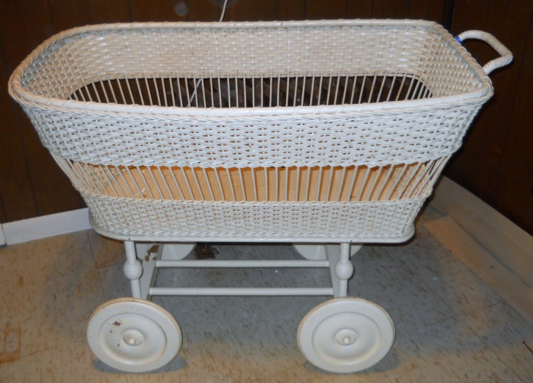 antique wicker doll bassinet