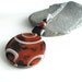 Burnt Orange Agate Necklace, Long Agate Pendant, Black Stone Mod Jewelry