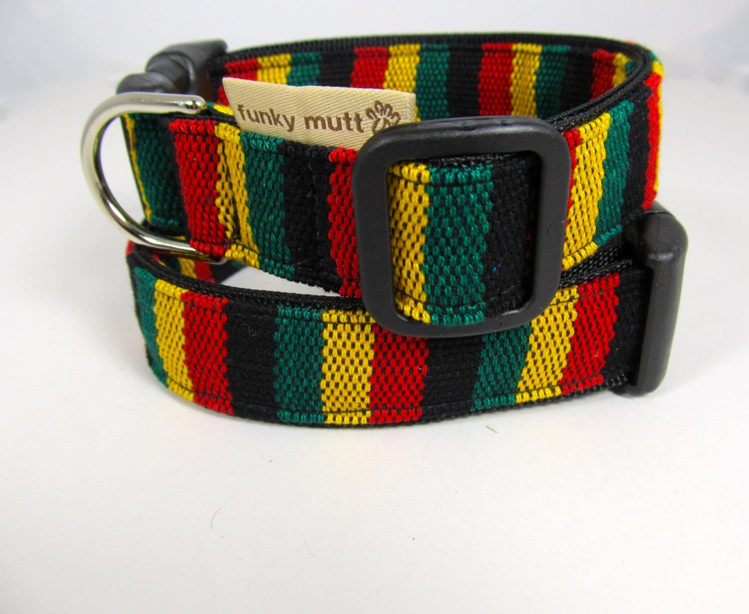 Rasta dog personalized collar Bob Marley Jamaican by FunkyMutt