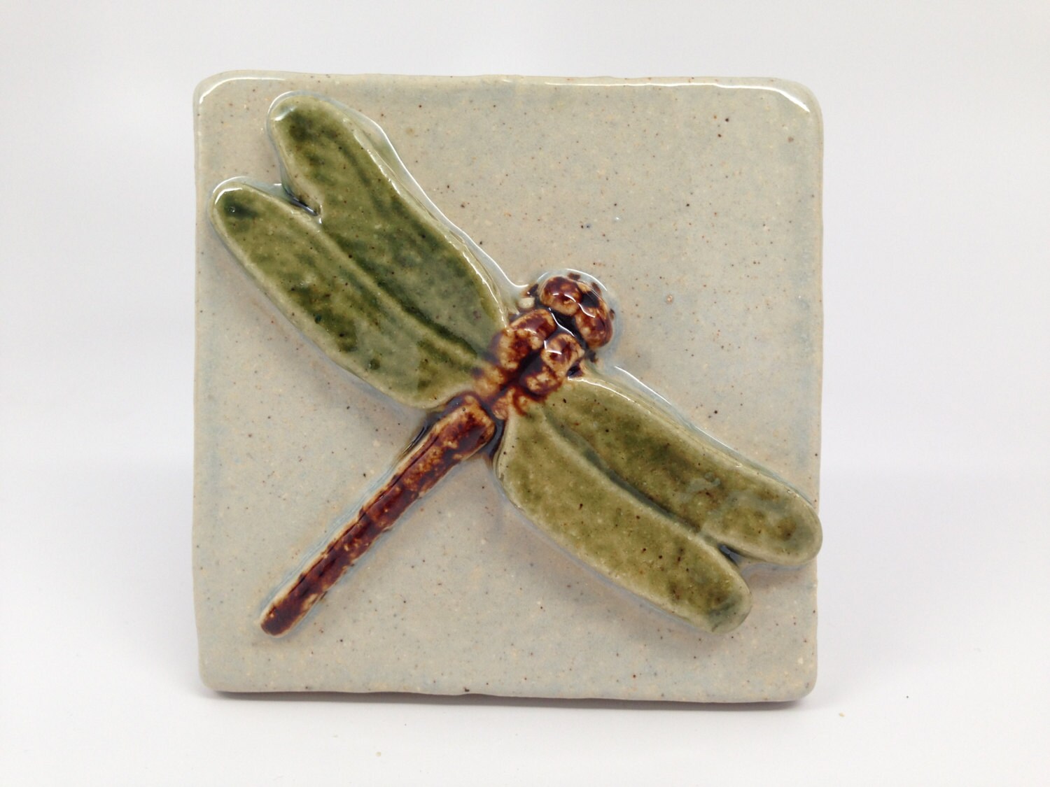 4x4 Ceramic Dragonfly Tile by SoMiTileworks on Etsy