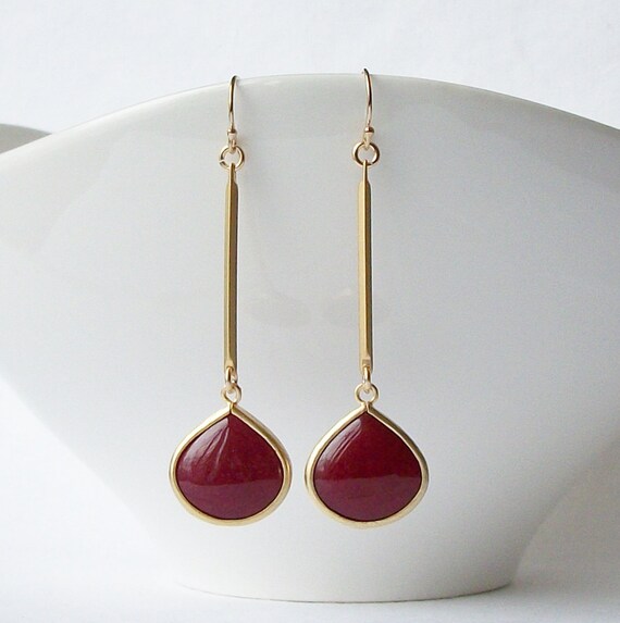 Burgundy Drop Earrings by PeriniDesigns on Etsy