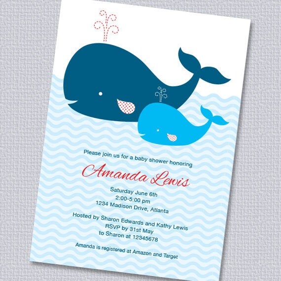 Whale Boy Baby Shower Invitation Printable Personalized (Digital File) Il_570xn
