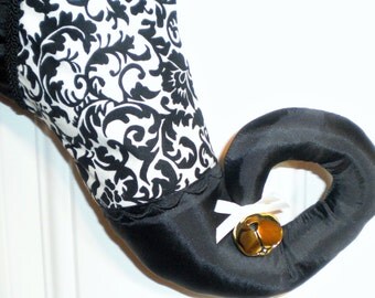 Black and White Curly Toed Christmas Stocking