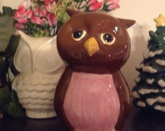 OWL Bank Ceramic Glazed hootie Owl ...Owlet baby shower Nursery hoot Owl