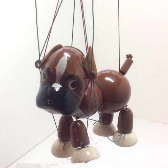 Vintage Pelham Puppet Bengo Boxer Puppy Brown