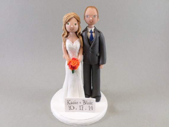 Custom Handmade Bride & Groom Wedding Cake Topper - reserved for Kacie209