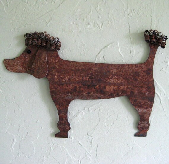 Art sculpture Poodle doggy decor upcycled metal wall art