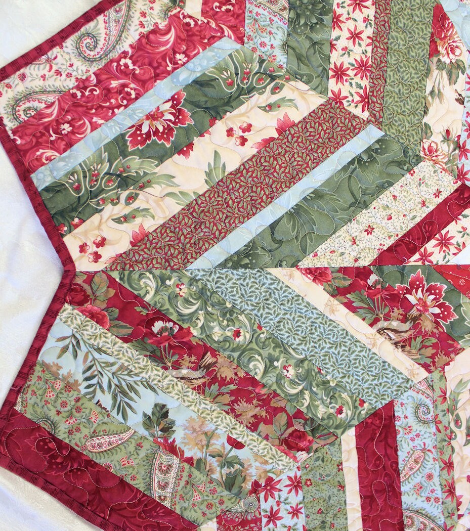 Christmas Tree Skirt Quilt Moda Sentiments Fabric Chevron