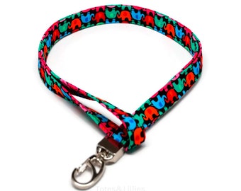 Cute Elephant Fabric Lanyard ID badge holder - Great Gift for Office Workers, Nurses, Teachers, Students - ID Badge Holder Name Tag Key Ring