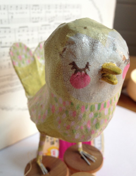 Little Yellow Paper Mache Bird