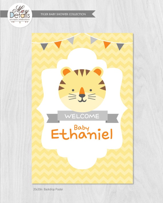 Tiger, Yellow and Gray Baby Shower DIY Party Package by MayDetails: Full Collection Il_570xn