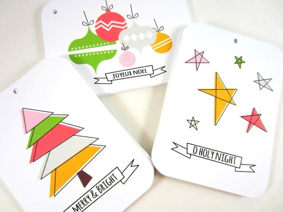 Items similar to Holiday Tags, Christmas Gift Tags, Variety Pack, Hang Tags, Labels - set of 12 ...