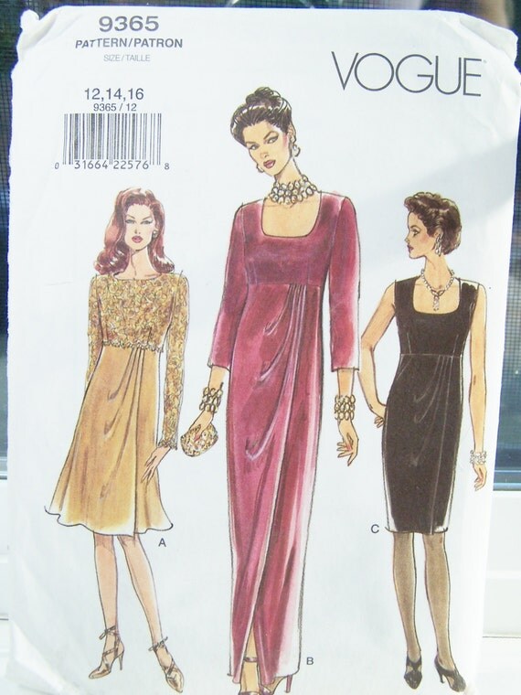 Vogue 9365 Sewing  Pattern  Women s  A line Formal  Gown