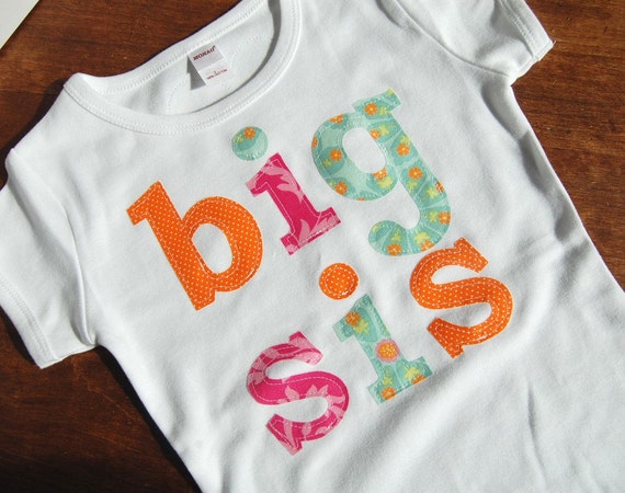 Big Sister Shirt / Big Sis Sibling Tshirt / New Baby Birth Announcement / 12m 18m 2T 4T 6 8 10 12 Il_570xn