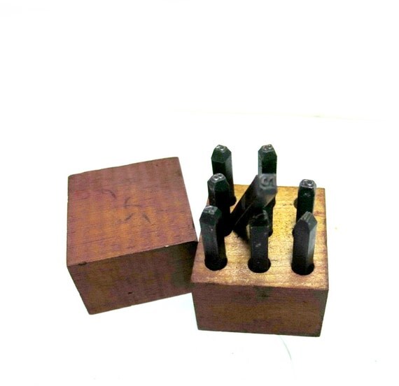 Vintage Stamping Tools Numbers Box Leather Metal by CoconutRoad