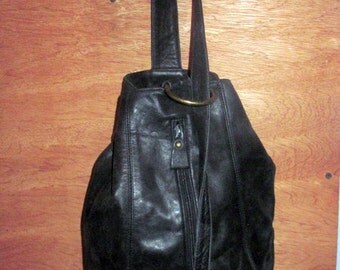 vintage med size black leather ba ckpack purse NINE WEST ...