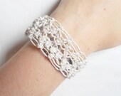 White Lacy Hemp Cuff Bracelet, ready to ship.