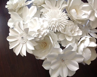 White Paper flowers set of 12 stems